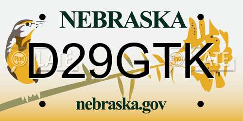 D29GTK Nebraska License Plate