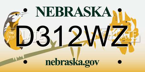 D312WZ Nebraska License Plate