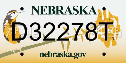 D32278T Nebraska License Plate