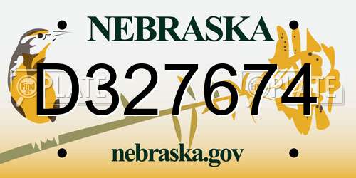 D327674 Nebraska License Plate
