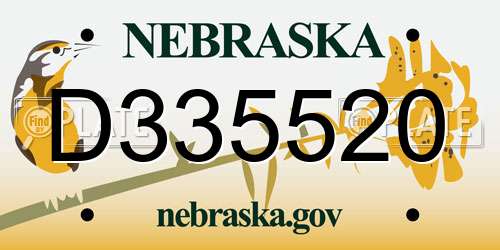 D335520 Nebraska License Plate