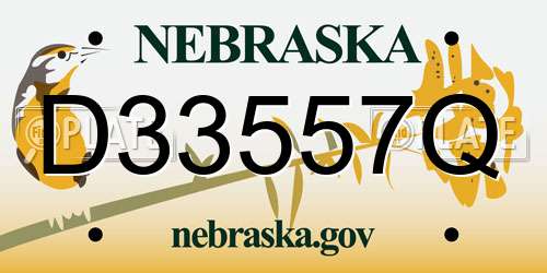 D33557Q Nebraska License Plate