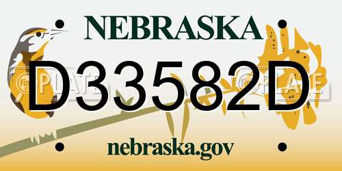 D33582D Nebraska License Plate