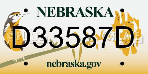 D33587D Nebraska License Plate
