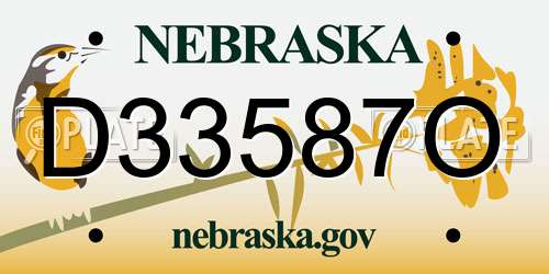 D33587O Nebraska License Plate