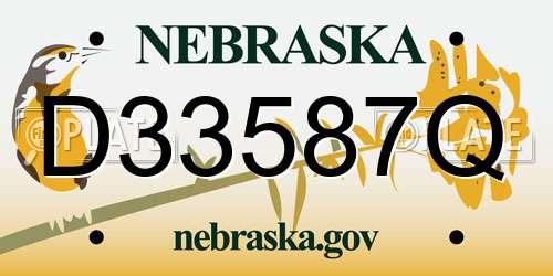 D33587Q Nebraska License Plate