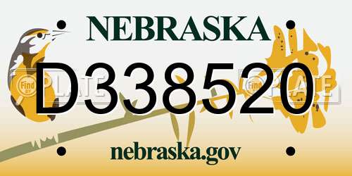 D338520 Nebraska License Plate