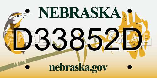 D33852D Nebraska License Plate