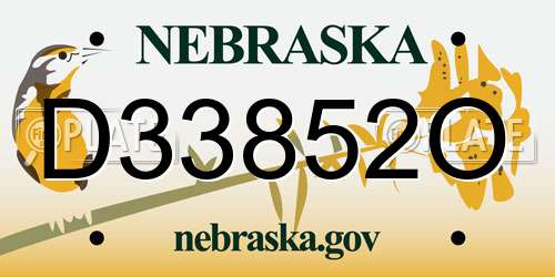 D33852O Nebraska License Plate