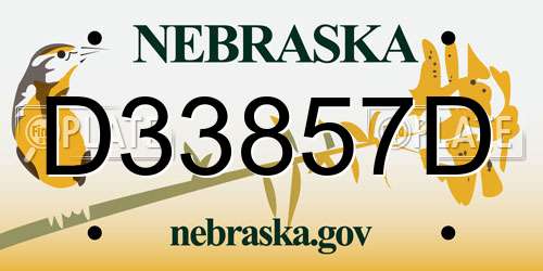 D33857D Nebraska License Plate