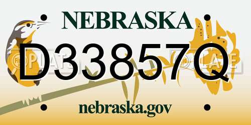 D33857Q Nebraska License Plate