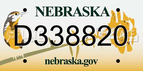 D338820 Nebraska License Plate