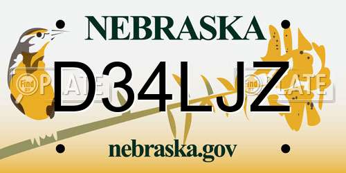 D34LJZ Nebraska License Plate