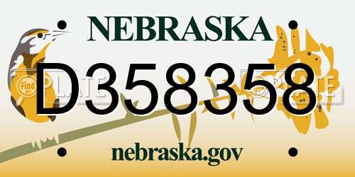 D358358 Nebraska License Plate