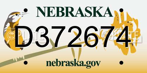 D372674 Nebraska License Plate