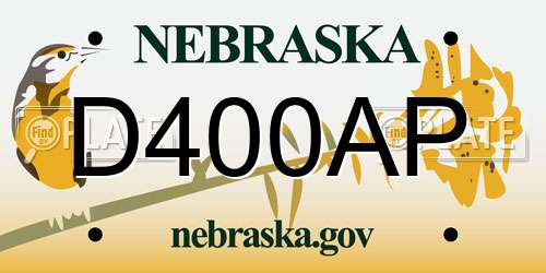 D400AP Nebraska License Plate