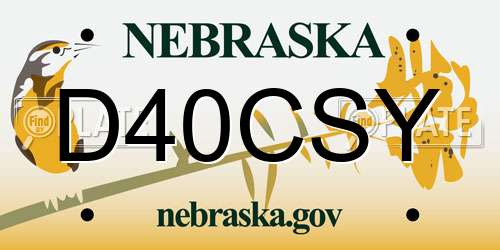 D40CSY Nebraska License Plate
