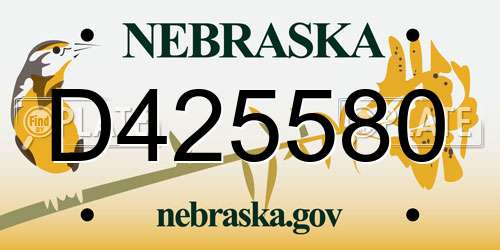 D425580 Nebraska License Plate