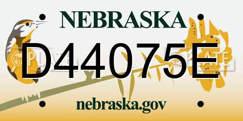 D44075E Nebraska License Plate