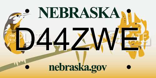 D44ZWE Nebraska License Plate