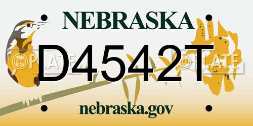 D4542T Nebraska License Plate