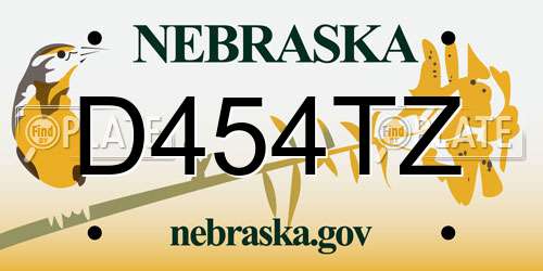 D454TZ Nebraska License Plate