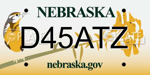 D45ATZ Nebraska License Plate