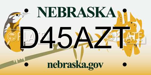 D45AZT Nebraska License Plate