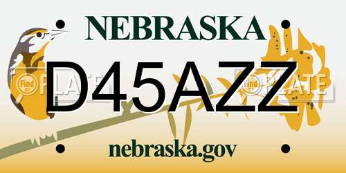 D45AZZ Nebraska License Plate