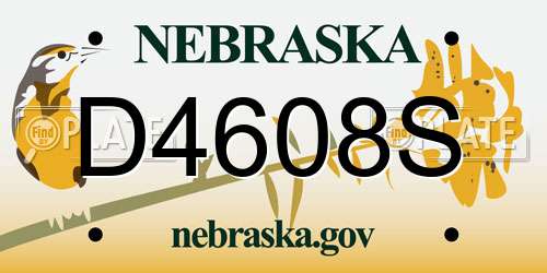 D4608S Nebraska License Plate