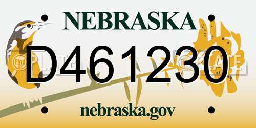 D461230 Nebraska License Plate