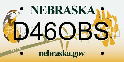 D46OBS Nebraska License Plate