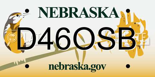 D46OSB Nebraska License Plate
