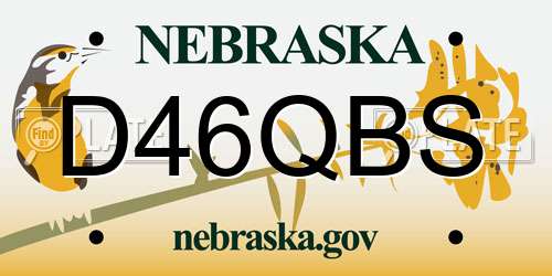 D46QBS Nebraska License Plate