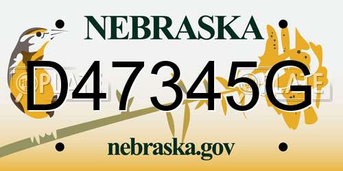 D47345G Nebraska License Plate