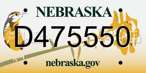 D475550 Nebraska License Plate