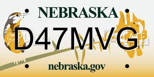 D47MVG Nebraska License Plate
