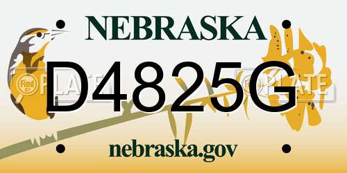D4825G Nebraska License Plate