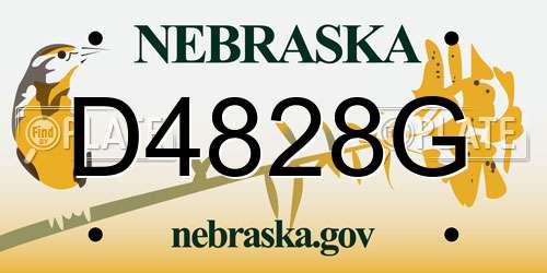 D4828G Nebraska License Plate