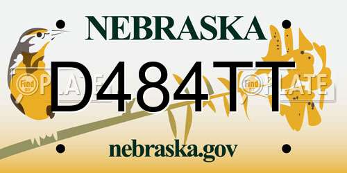 D484TT Nebraska License Plate