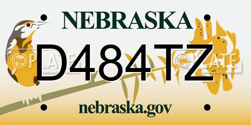 D484TZ Nebraska License Plate