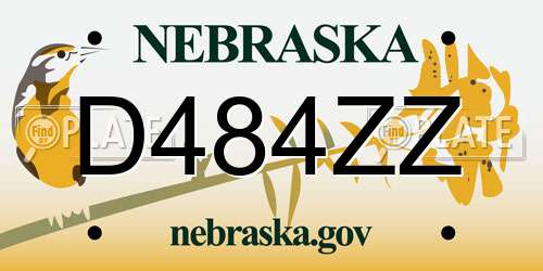 D484ZZ Nebraska License Plate