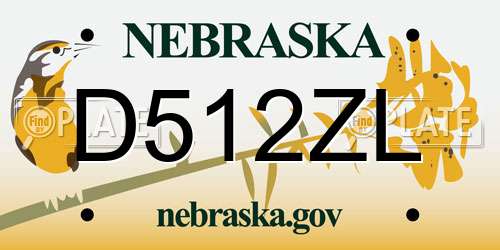 D512ZL Nebraska License Plate