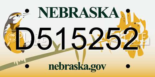 D515252 Nebraska License Plate