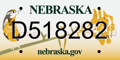 D518282 Nebraska License Plate