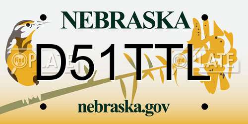 D51TTL Nebraska License Plate