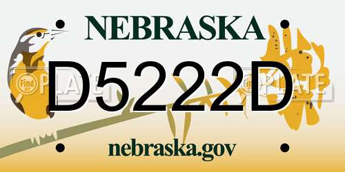 D5222D Nebraska License Plate