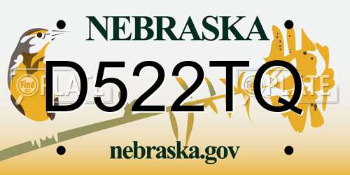 D522TQ Nebraska License Plate