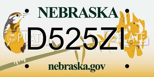 D525ZI Nebraska License Plate
