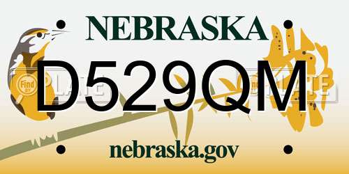 D529QM Nebraska License Plate